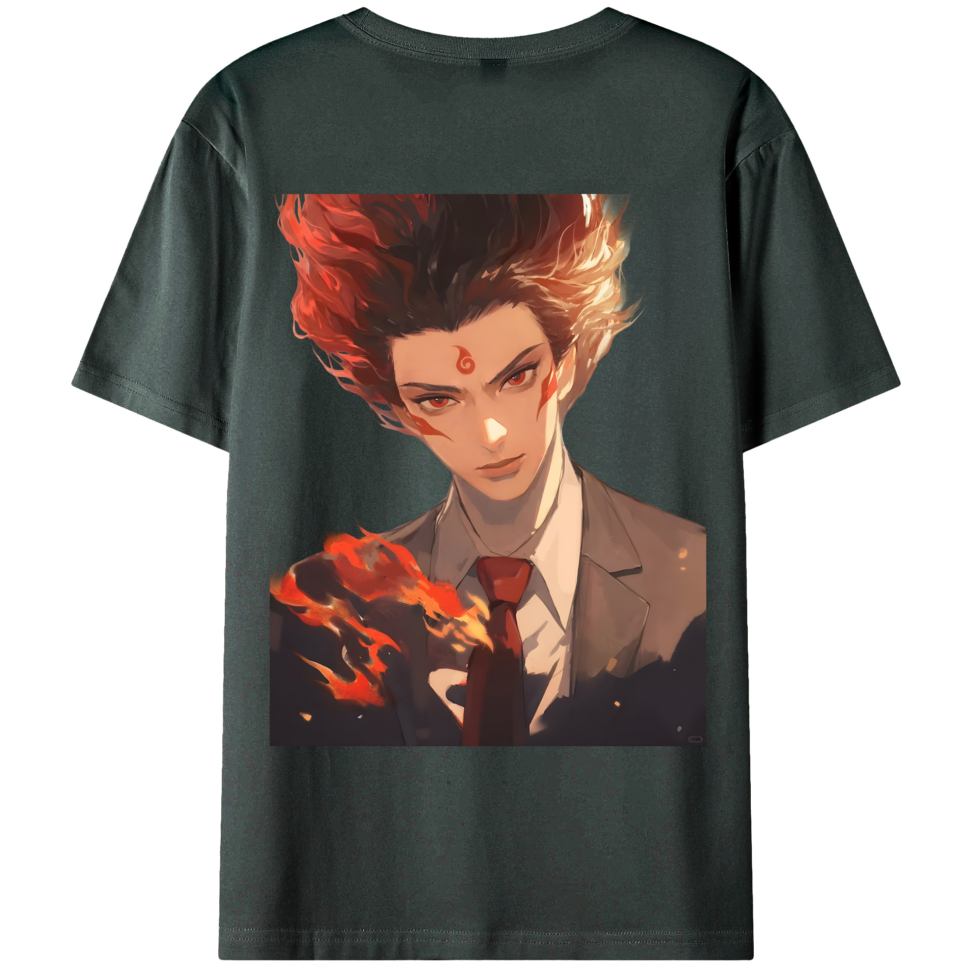 （画像用） Ne Zha 2 ナタ 魔童の大暴れ 綿100％ メンズ半袖Tシャツ（バックプリント） 通気性